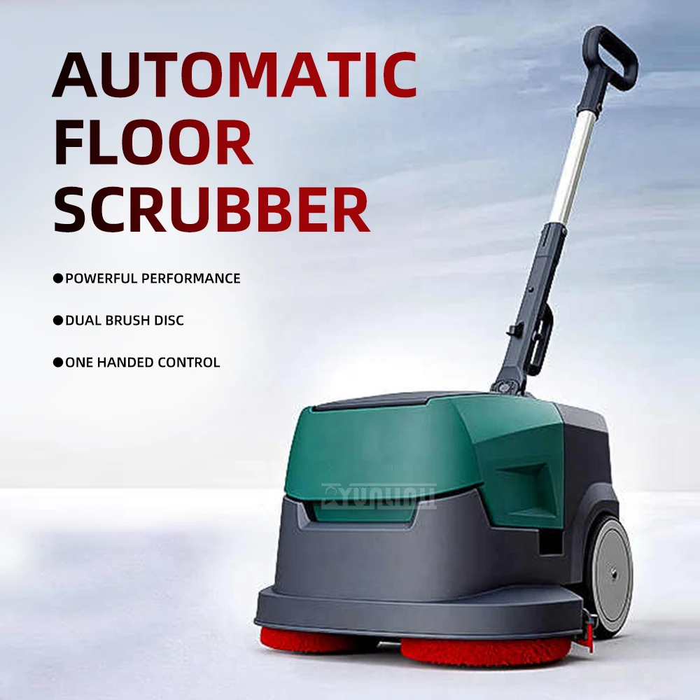 Small Walk-Behind Floor Scrubber, Commercial Hotel Office Cleaner, Vacuum Mop 2 in 1 Machine