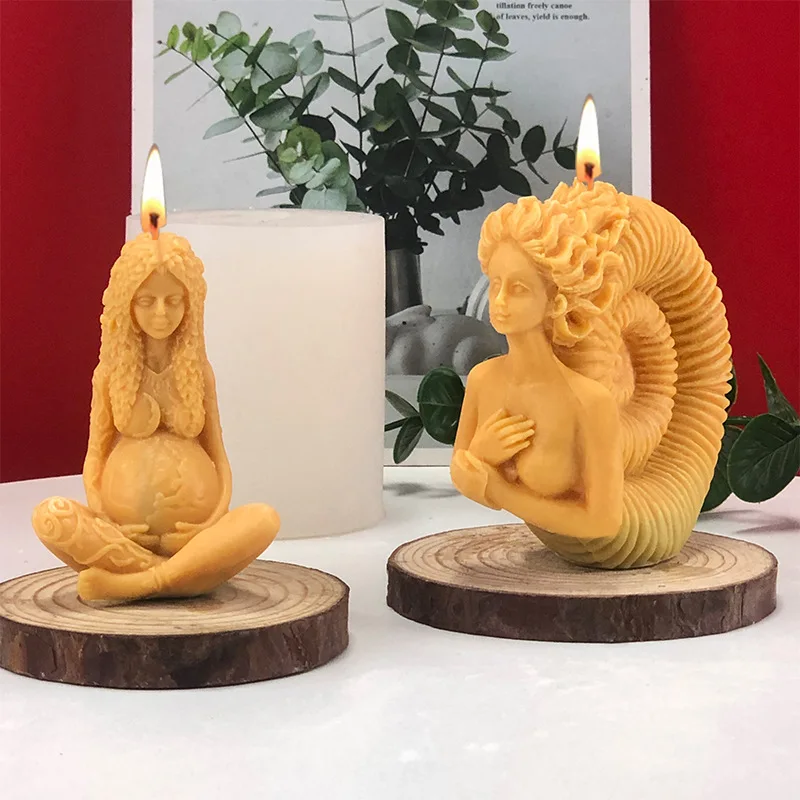 

Seaside Elegant Charming Conch Girl Candle Silicone Mold Lady Candle Making Soap Aroma Mould Home Crafts Decoration M393