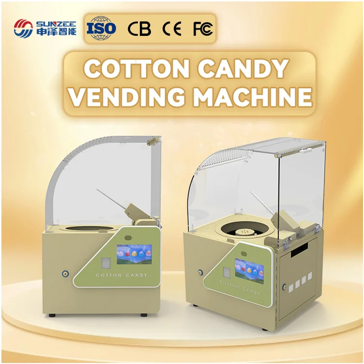 

2023 Mini full Automatic Commercialautomatic-cotton-candy-vending-machine With Coin Bill credit card Acceptor