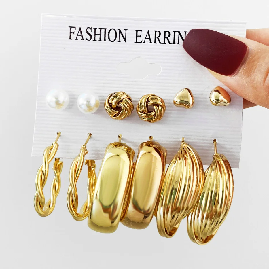 Vintage Metal Twisted Rope Knot Stud Earrings Fashion Hollow Butterfly Leaf Earrings Women\'s Versatile Big Set Jewelry Gift 2025
