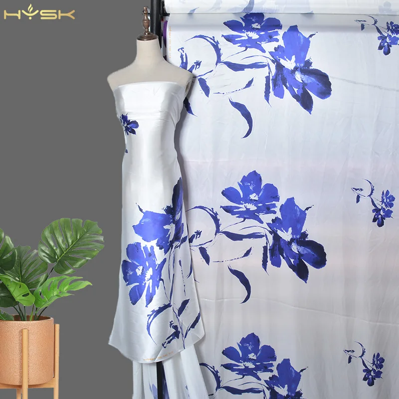 

Heavy 100% Mulberry Pure Silk Crepe Satin print Fabric Dress Cheongsam silk Design DIY Sewing Free Shipping 19Momme Sale E2990