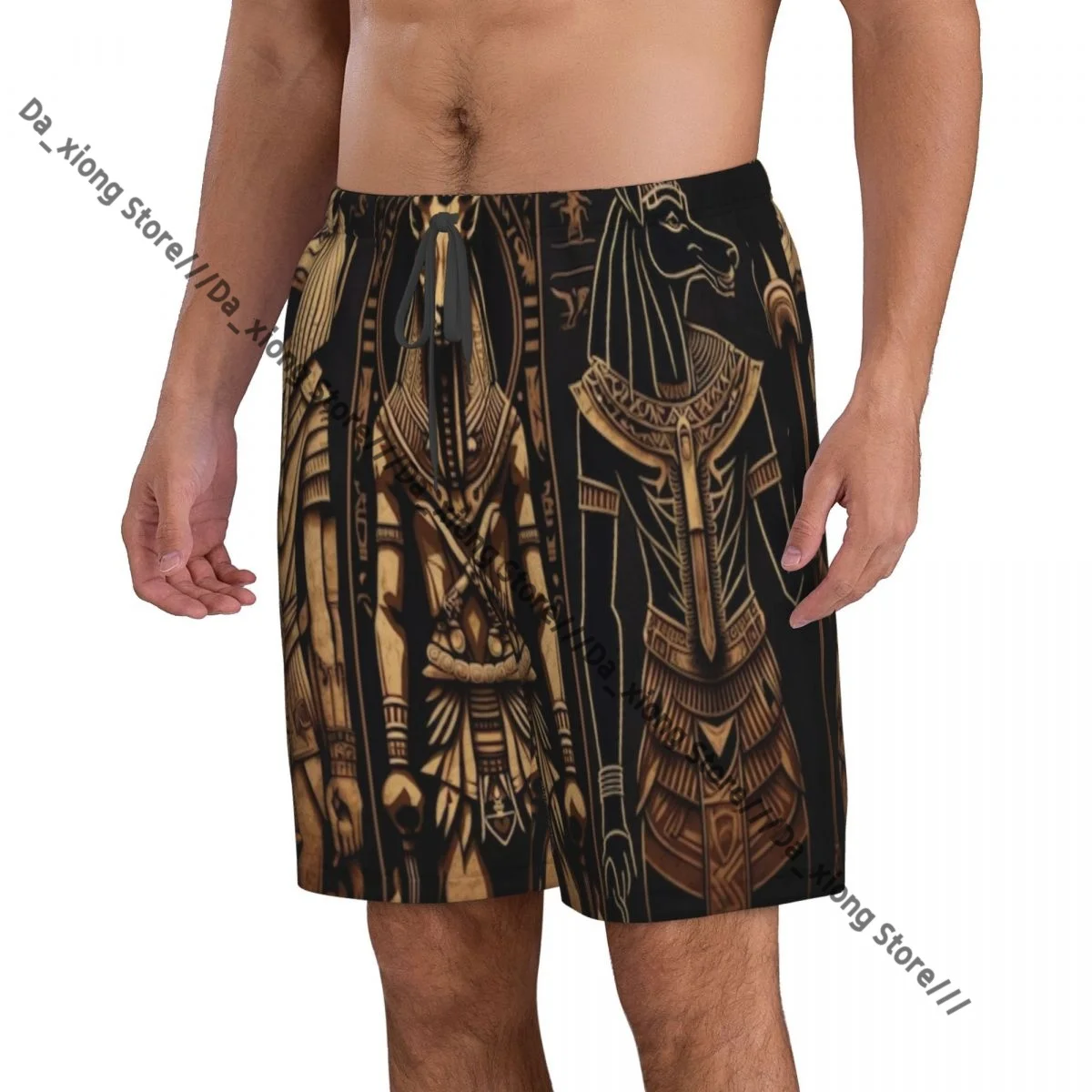 Egyptian Print Quick Dry Swimming Shorts For Men Swimwear Swimsuit Trunk Bathing Beach Wear
