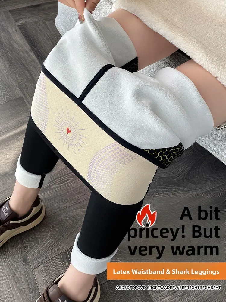 

High Waist Fce Lined Yoga Pants Women's Fitn Trousers Warmth ark Skin Design Casual Long Pants Thiened Winter New