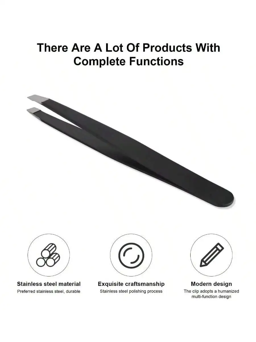 4Pcs Black SS Tweezers Set, Precision Pointed Tip Tweezers for Eyebrow Shaping & Hair Removal