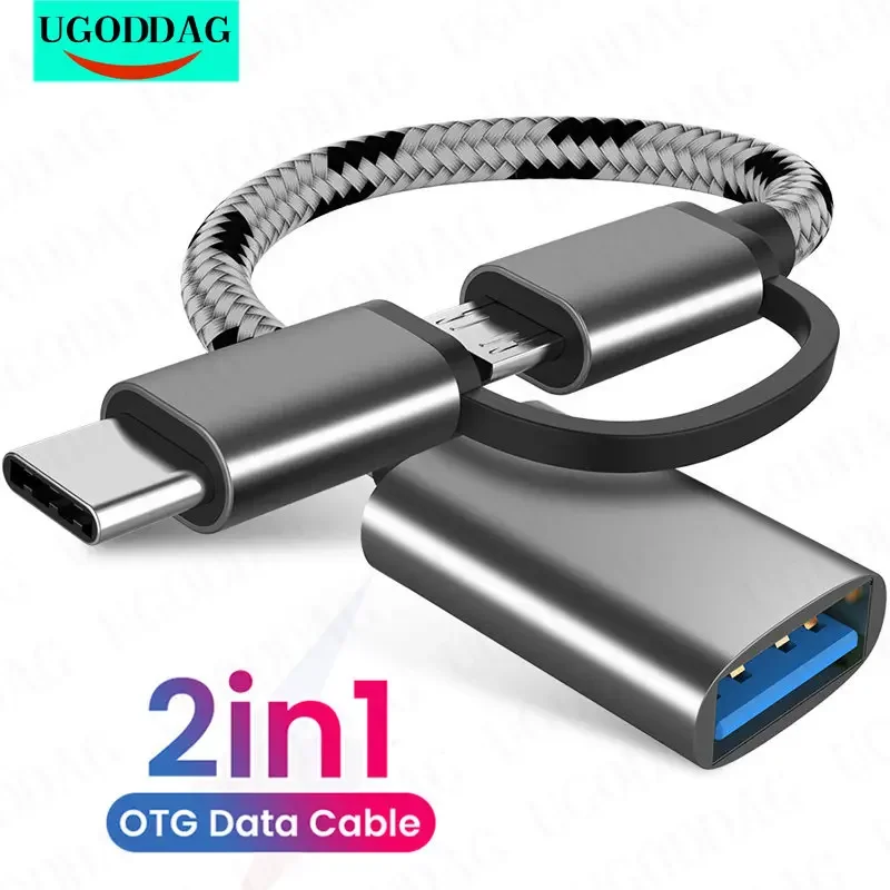 2-in-1 USB 3.0 OTG-kabel Type C Micro USB naar USB3.0-adapter USB-C dataoverdrachtkabel voor Samsung Xiaomi Huawei Type-C telefoon