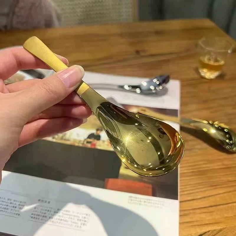 1 stainless steel spoon, gold and silver mirror, polished coffee utensils, household kitchen spoon capacity