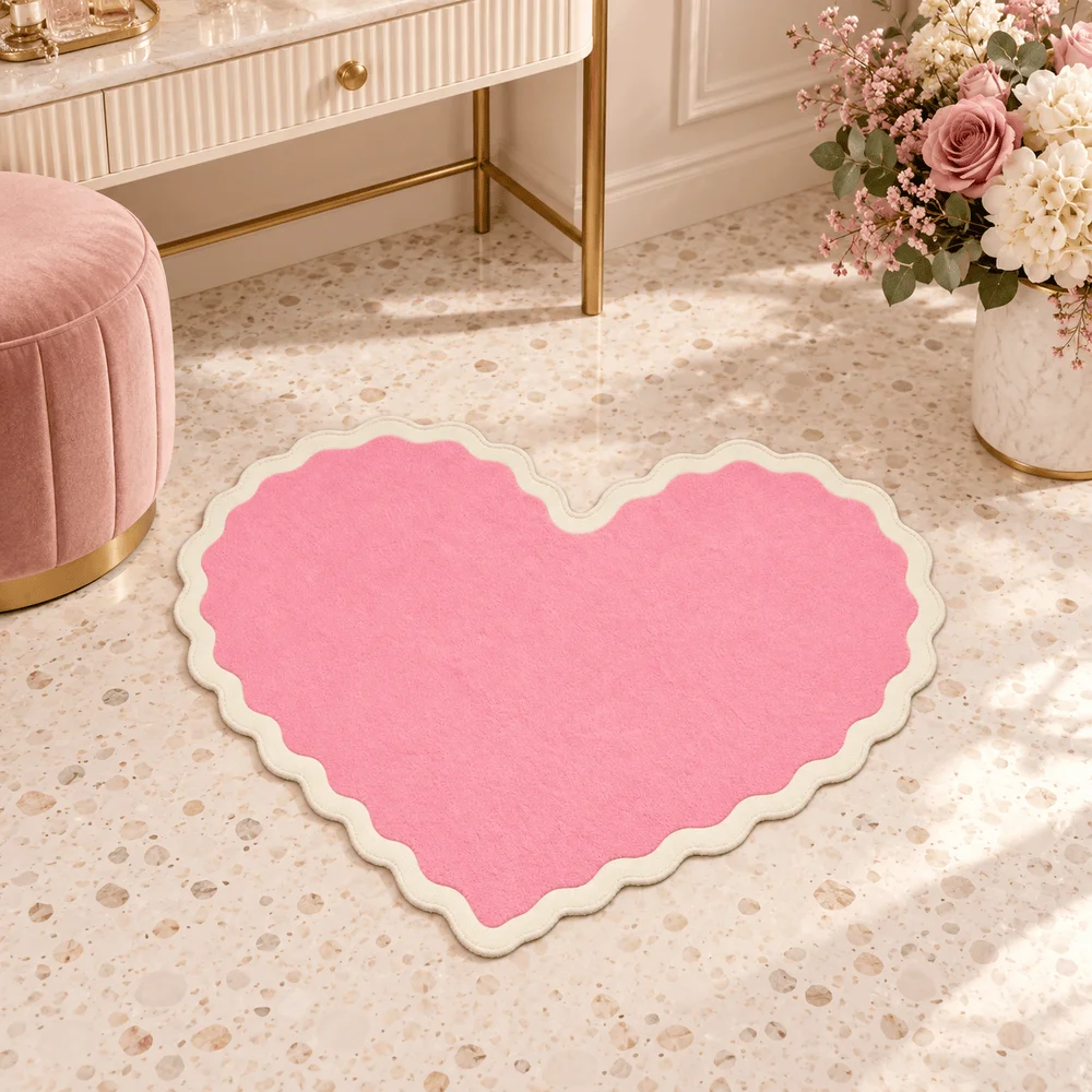 Heart Shaped Area Rug Soft Flannel Non Slip Floor Mat For Bedroom Nursery Dressing Room Living Room Home Decor Romantic Gift