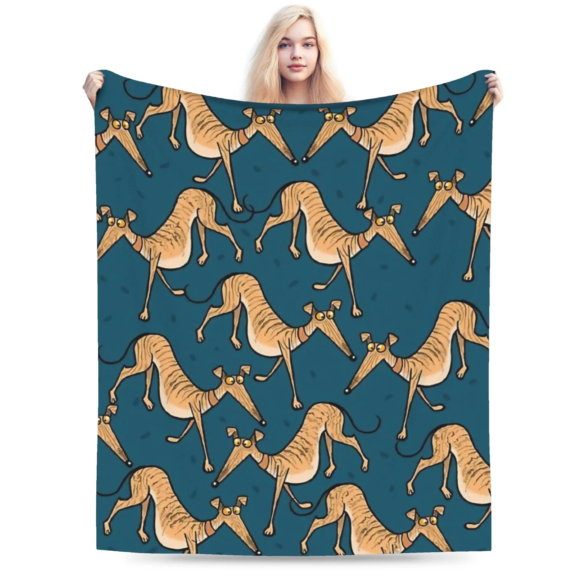 Greyhounds Pet  Blankets Greyhound Dog Flannel Vintage Soft Throw Blankets for Coverlet Spring/Autumn