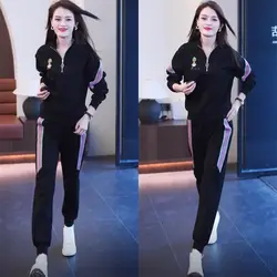 Women's Casual Suit Spring Autumn New Loose Tracksuit Fashion Tops And Pencil Pants 2 Two Piece Set Plus Size Clothing For Women