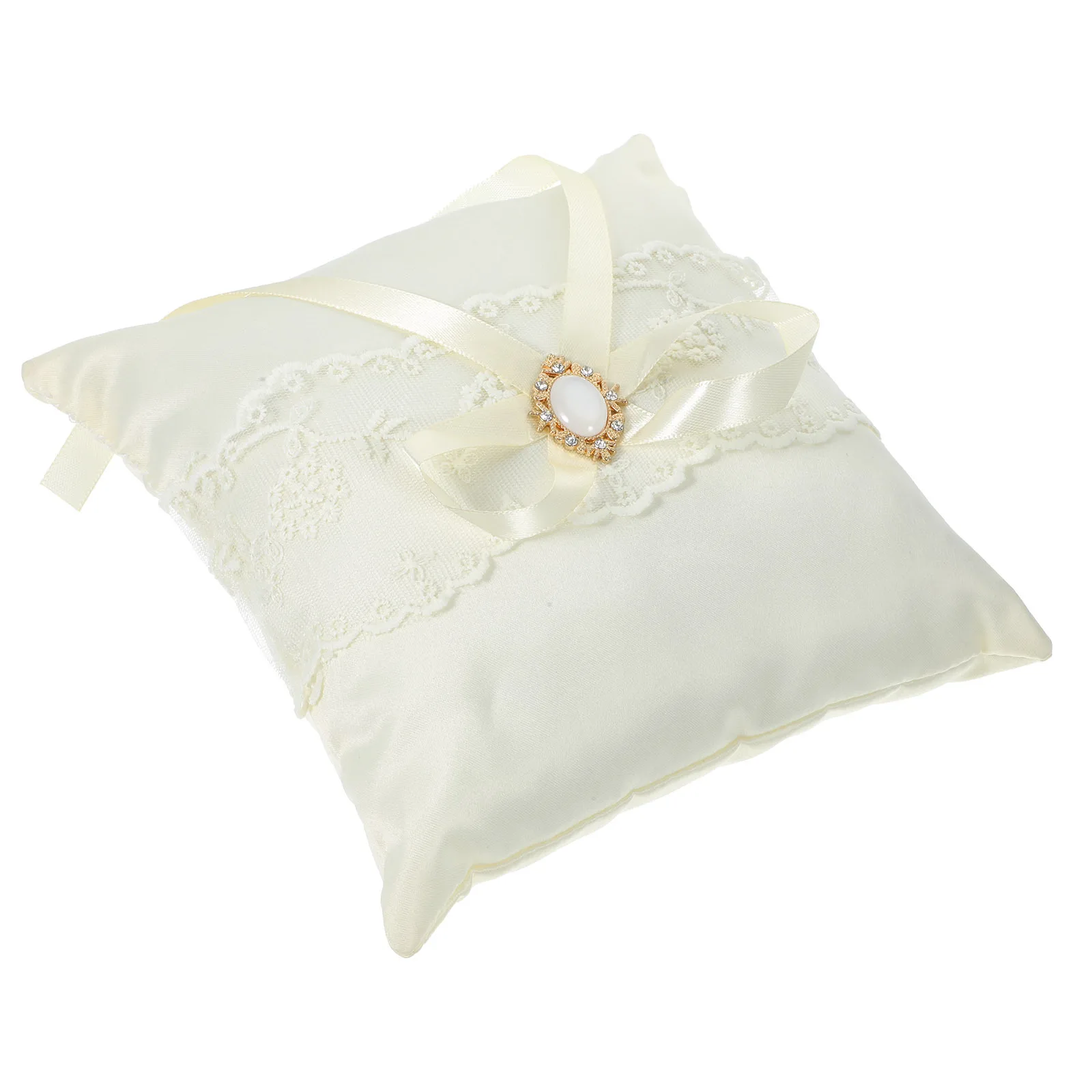 الدانتيل خاتم الزواج وسادة رومانسية اللؤلؤ ديكور زهرة التبعي أنيقة الطرف لوازم الديكور حلقة حامل الوسائد