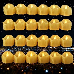 24Pcs Flameless LED Electronic Candle Dropping Wax Tea Light Realistic Votive Led Lamp for Christmas Halloween Wedding Valentine