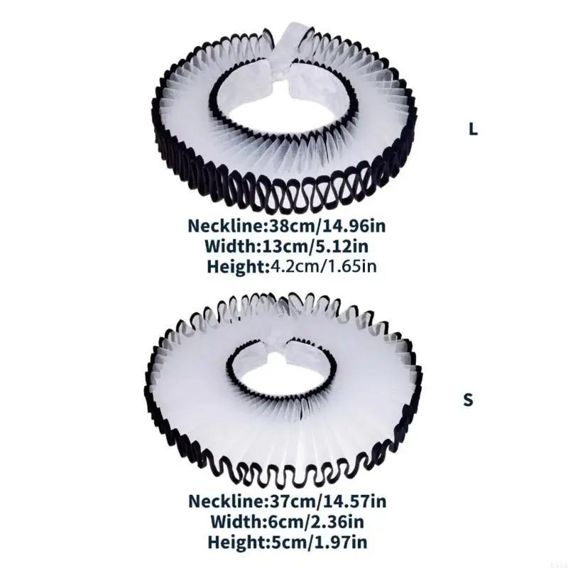 ياقة L5YA مزخرفة مكشكشة قابلة للإزالة للمناسبات الخاصة والحفلات التنكرية