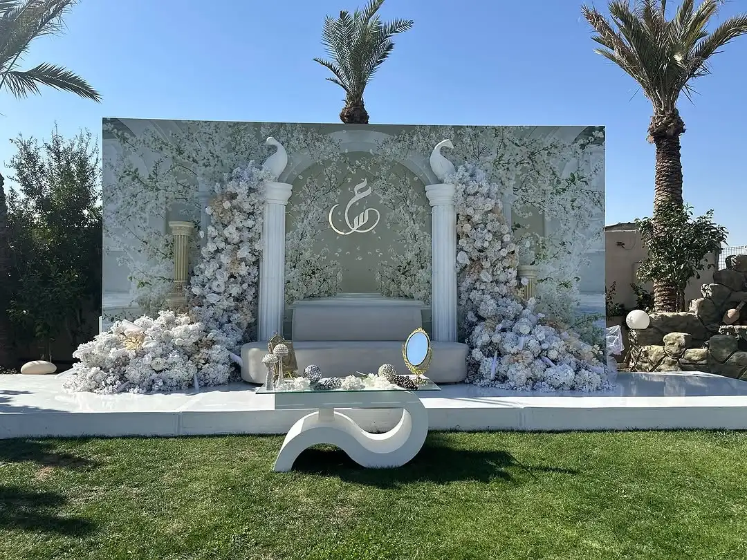 

FSDKX Modern Floral PVC Backdrop Romantic Arch Wall Wedding Stage Decoration Simple Event Wedding Decorations