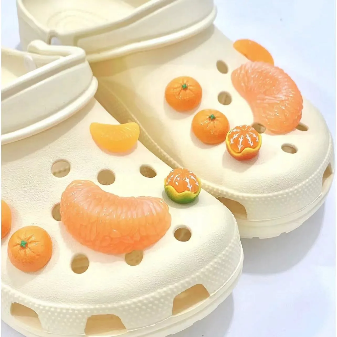 Simulated Orange Flap Series Funny Clogs Buckle Interesting Shoe Accessories Ins Popular Footwear Decoration DIY Designer Charms