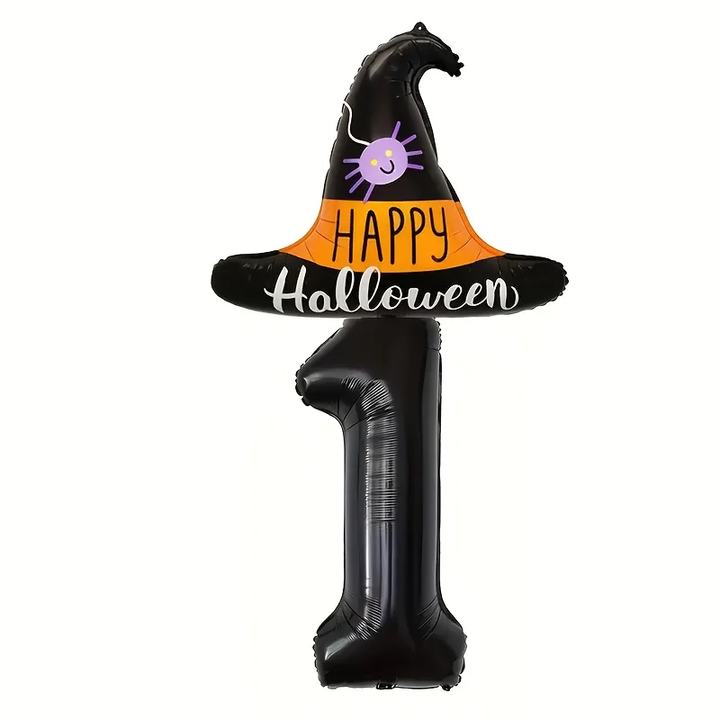 Halloween Schwarzer Hexenhut-Ballon mit 32-Zoll Schwarzen Zahlenballons Halloween-Themen Geburtstagsdekoration Hintergrundballons – Detail 3