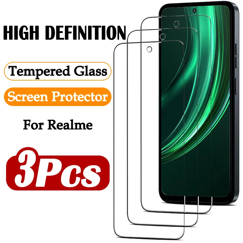 

3 Piece Tempered Glass for Realme 13 12 11 10 9 Pro Plus 4G 5G Screen Protector for Realme Narzo 70 Turbo N65 N63 N61 N53 Glass