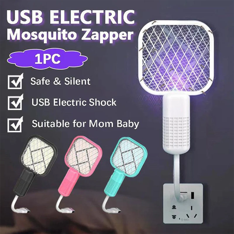 1Pc Summer New USB Mosquito Swatter Trap UV Light Mosquito Trap Portable Mosquito Killer Lamp For Outdoor Picnic Camping Hotel