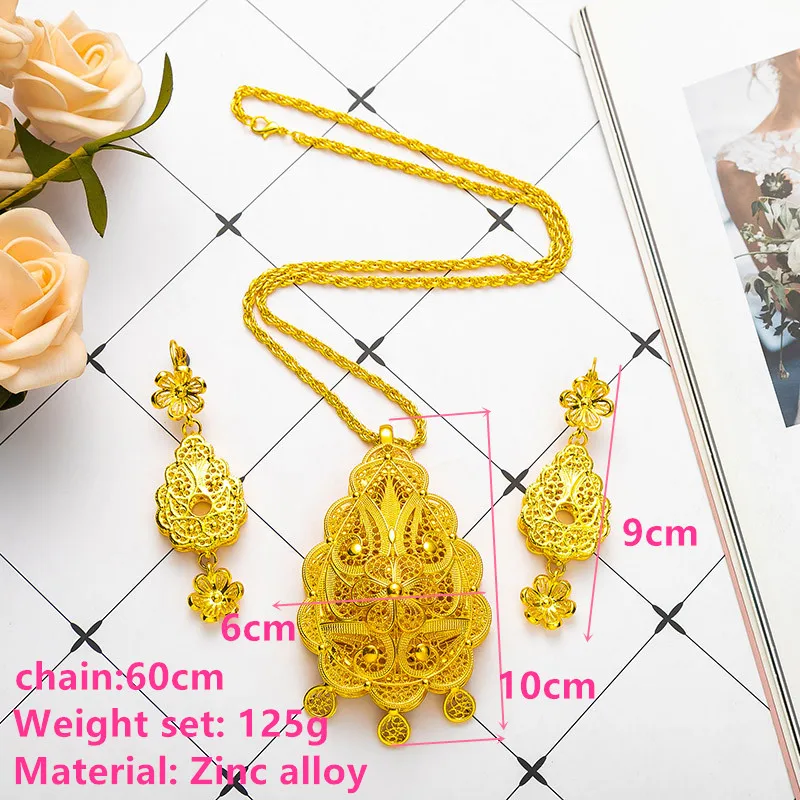 Traditional Middle Eastern Golden Jewelry Set Intricate Floral Teardrop Design Great for Folk Dance Costumes & Cultural Events