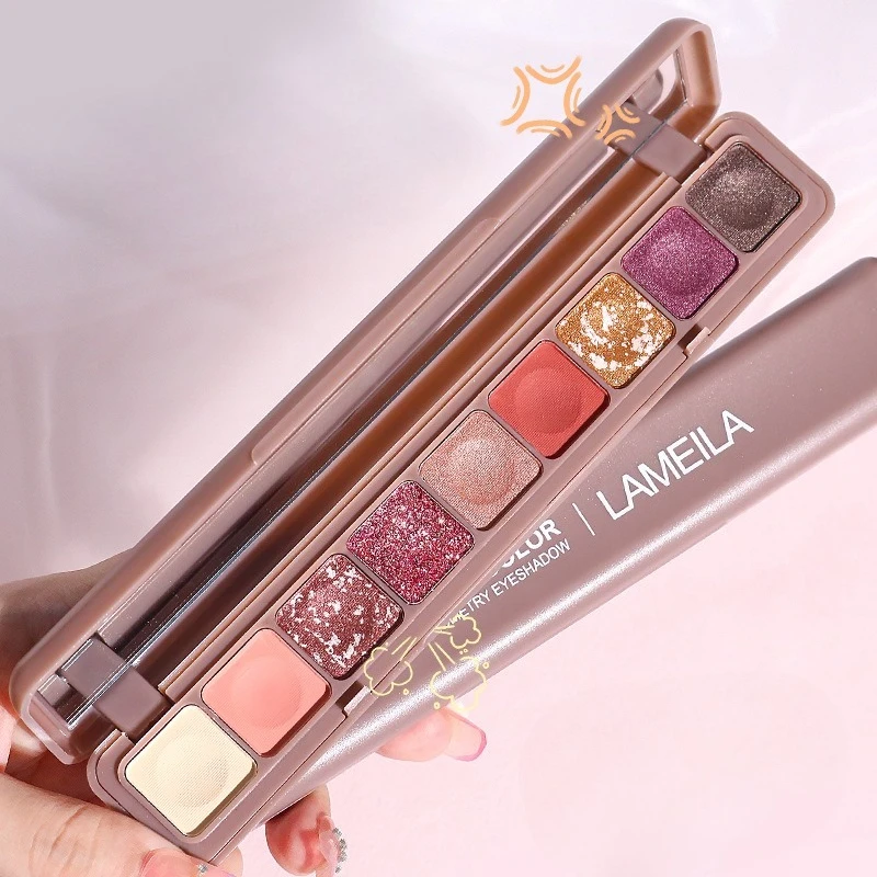 Paleta de sombras com 3 estilos, brilho fosco, maquiagem para os olhos, à prova d'água, longa duração, pigmentado, cosméticos suaves, 9 cores, atacado