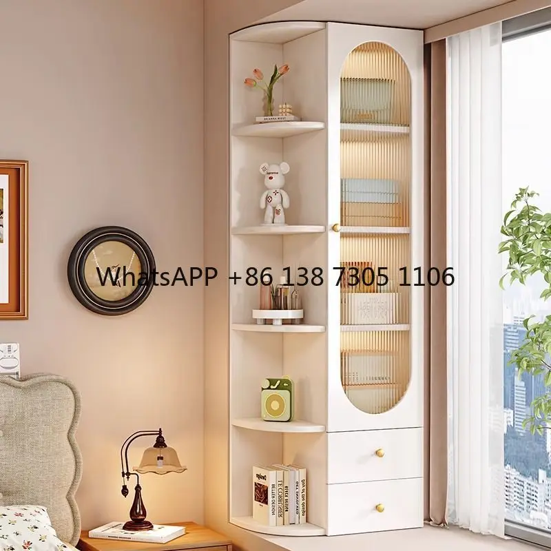 

Solid wood bookcase Modern balcony bookshelf storage Window sill Corner living room cabinet Window side locker Locker