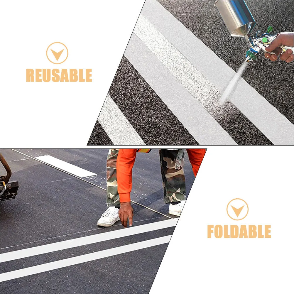 خط موقف للسيارات قابل للطي وقابل لإعادة الاستخدام قالب مستقيم كبير لوضع علامات على المساحات والطرق والمستودعات استنسل سيليكون متين #6