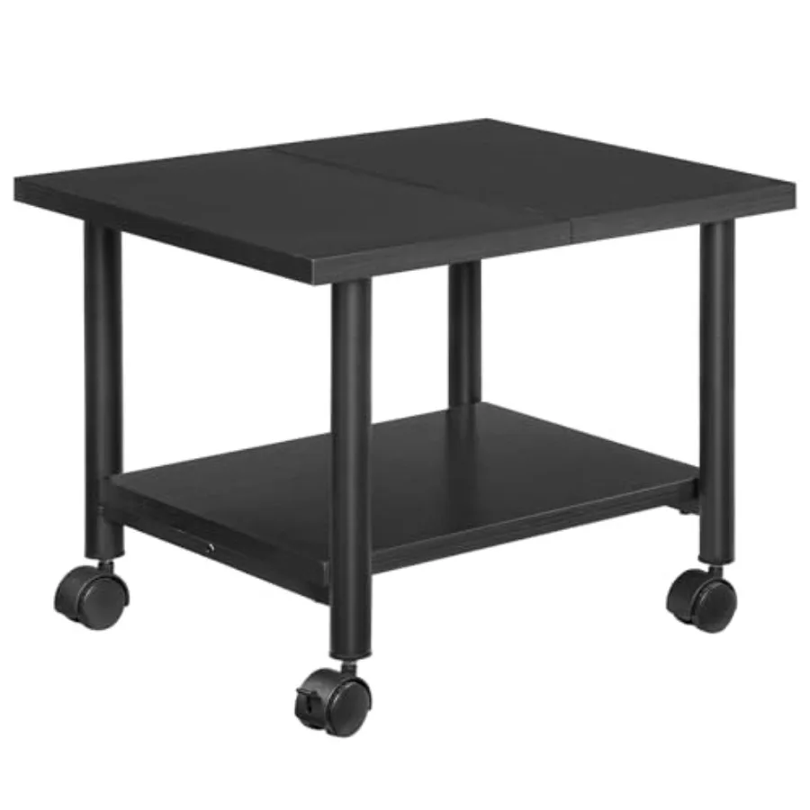 Printer Stand, 2-Tier Industrial Under Desk Printer Cart with Shelf, Mobile Heavy Duty Storage Rack on Wheels for Home, Office,