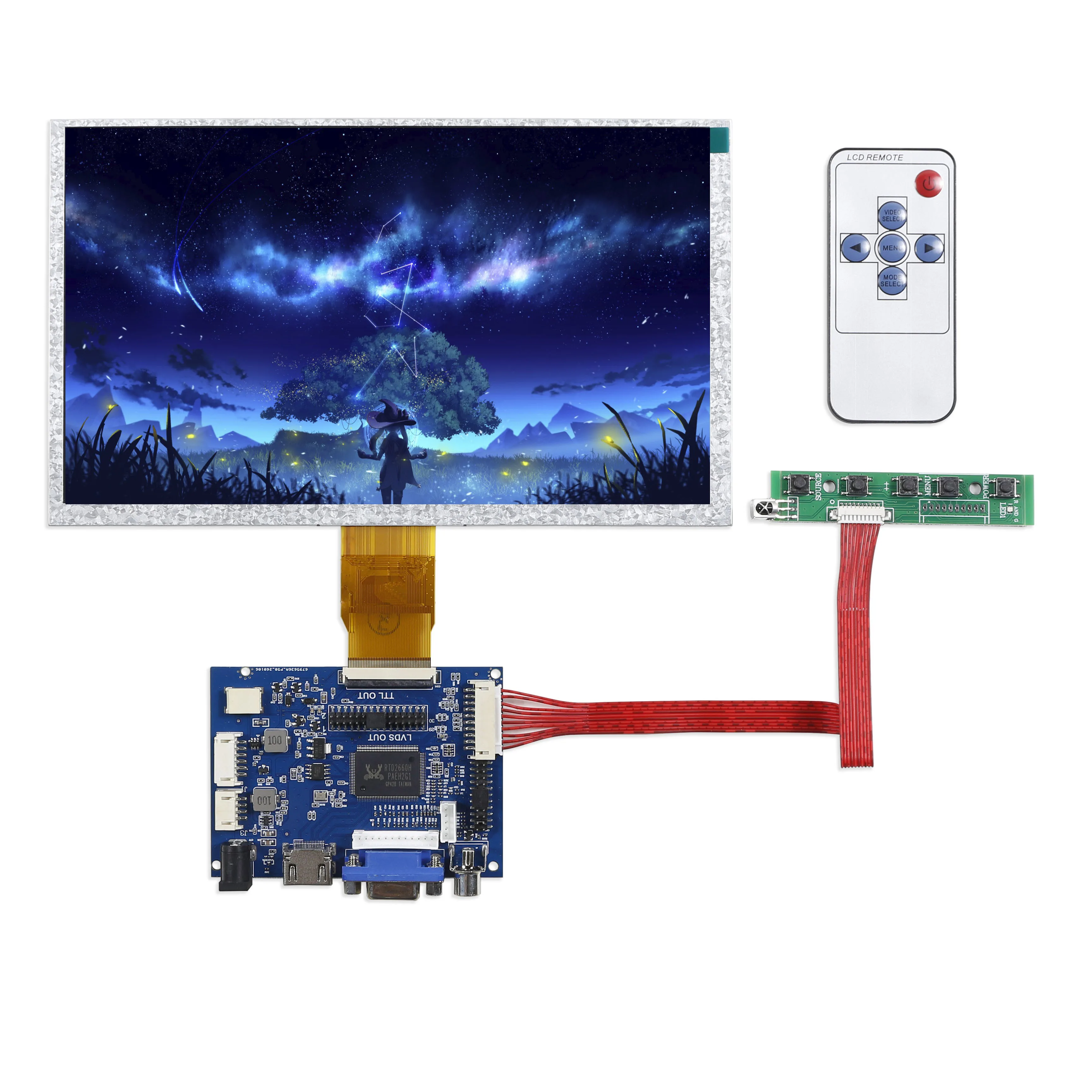 

9 Inch LCD Screen Display Monitor Driver Control Board 2AV HDMI-Compatible VGA For Raspberry Pi Banana/Orange Pi Mini Computer