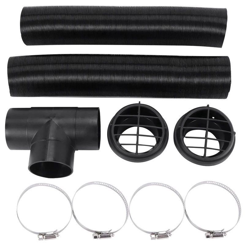 3 Set 60Mm Car Auto Heater Pipe Duct T Piece Warm Air Outlet Vent Hose Clips Set For Parking Heater Webasto Eberspacher