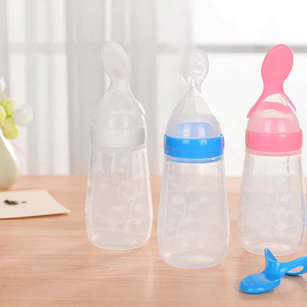 2pcs Baby Food Feeder Set – Silicone Rice Cereal Dispenser, Leak-Proof Infant Feeding Bottle, 125ml Flexible Container
