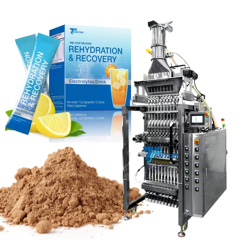 Automatic Vertical Multi Lane 4 Side Sealing Packaging Machine Sachet Glucose Electrolytes Powder Packing Filling Machine