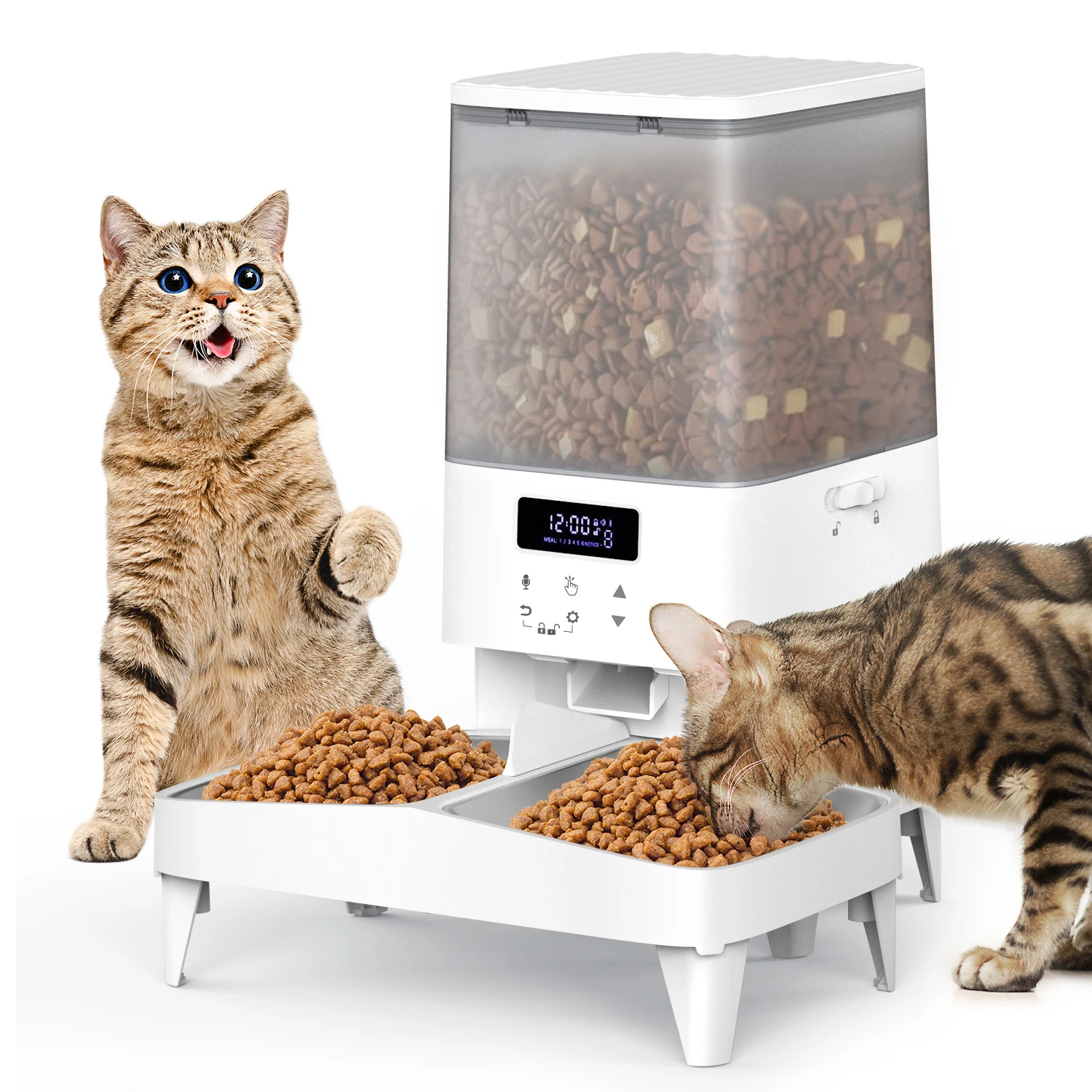 

Automatic Cat Feeder Dog With Two Bowl Dual Feeding Function Button Auto Pet Feeder For Cat Dog Accessories