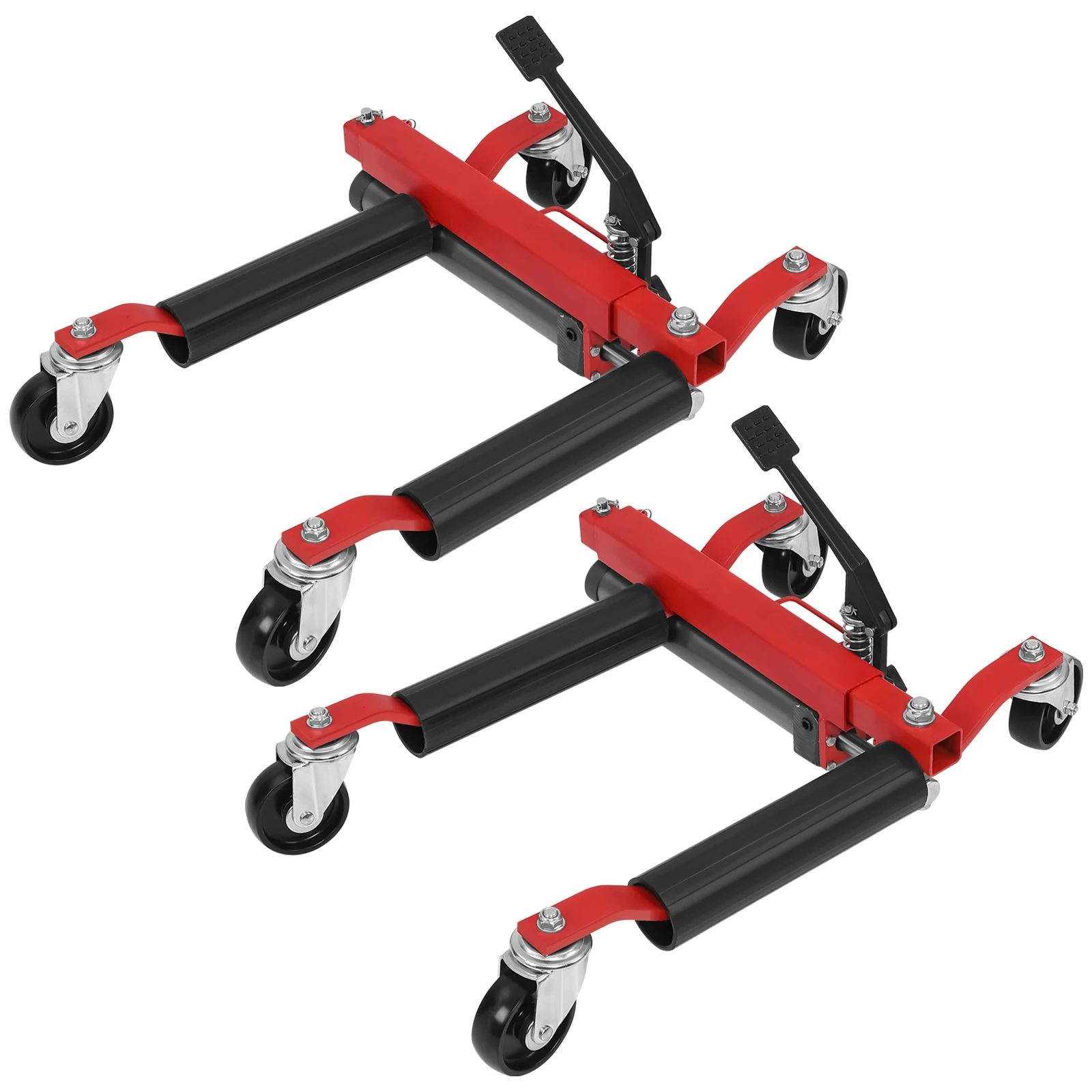 2Pcs 1500lbs Wheel Dolly Car Skates Mechanic Vehicle Positioning Tire Jack Ratcheting Foot Pedal Lift Car Wheel Dolly Heavy Duty