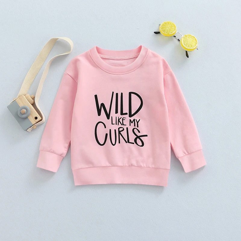 

Toddler Girls Sweatshirts Letter Print Crew Neck Long Sleeve Baby Pullovers Fall Winter Casual Tops