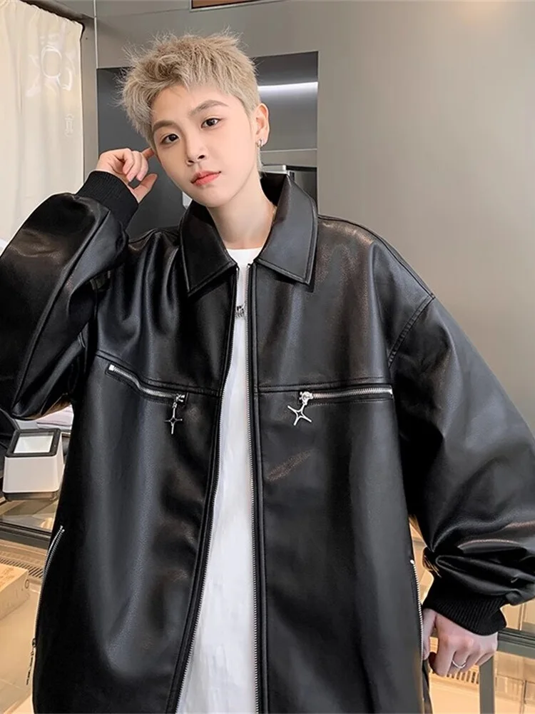 

Мужская куртка из искусственной кожи Quadrant: модная, универсальная, в американском стиле, для подростков, весна-осень