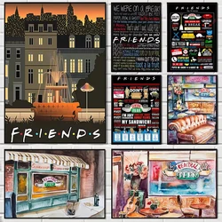 Friends TV Show Poster Central Perk Design Quotes Friends Canvas Painting Print Wall Art Pictures for Living Room Decor Cuadros