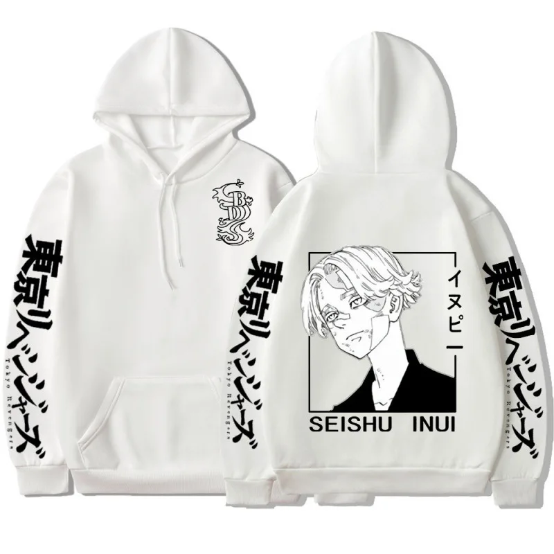 Men Women Tokyo Revengers Anime Hoodies Black SEISHU INUI Printed Hooded Plus Size Sweatshirt Harajuku Pullover Clothing