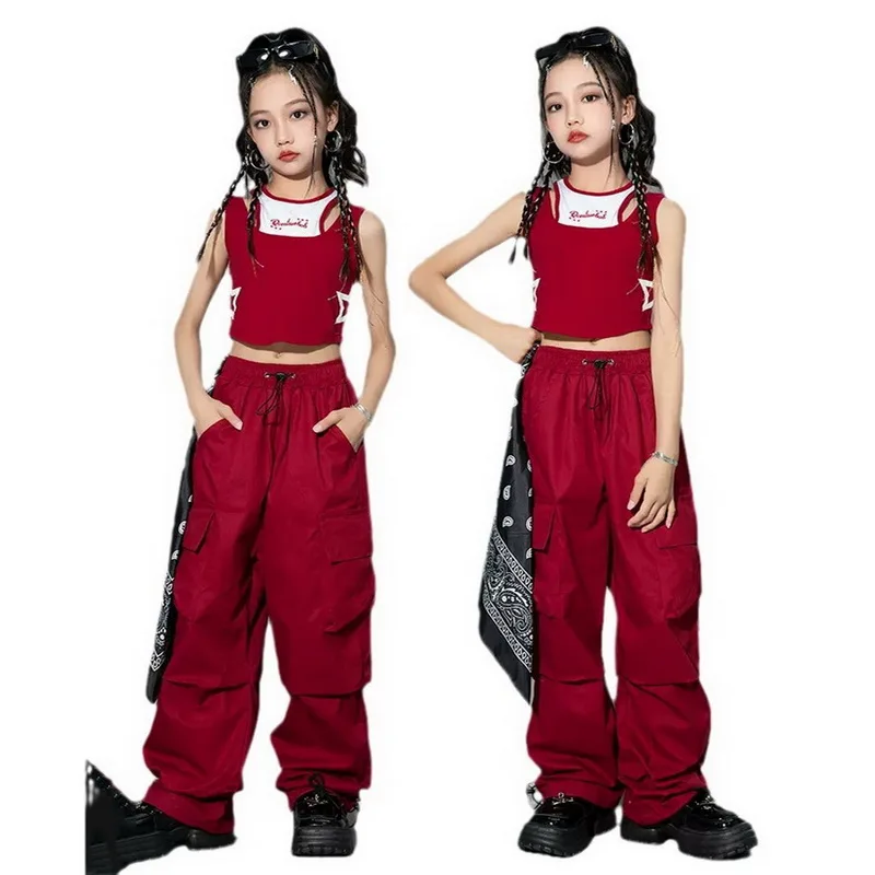 Pantalon Cargo pour Fille et Adolescente, Jogging Hip Hop, Taille Haute, Vintage, Décontracté, Streetwear, Baggy, 5 à 14 Ans