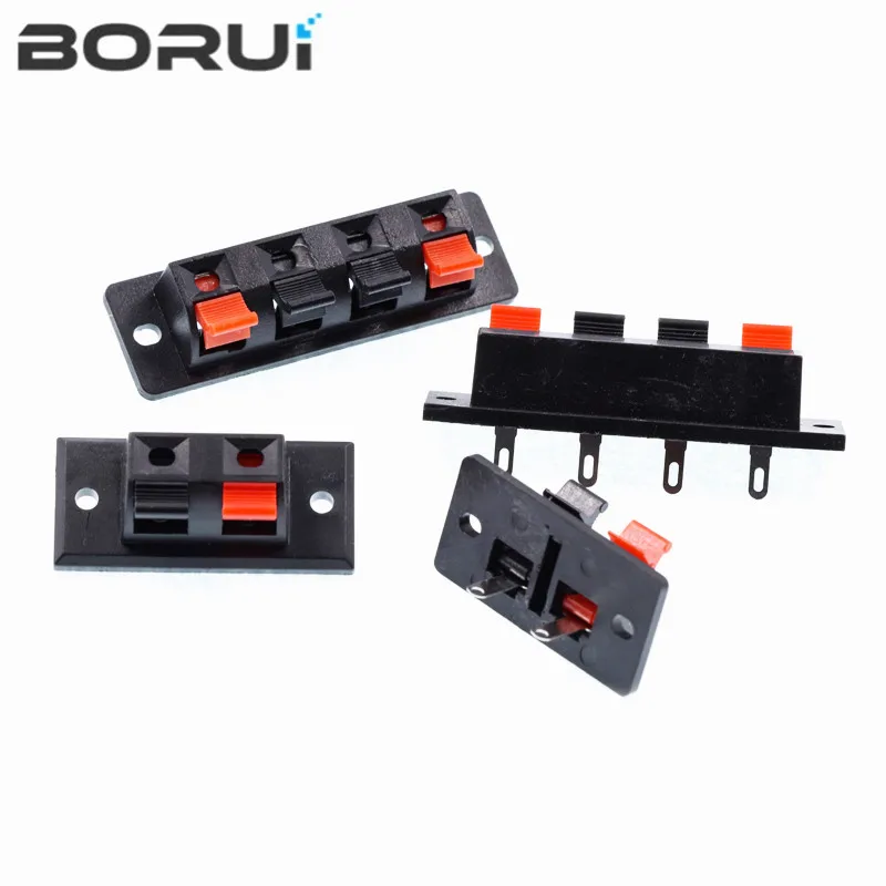 

BoRui 2 4 6 Way Spring Push Release Connector Speaker Terminal Strip Block