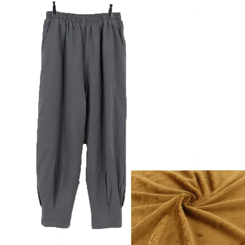 

Зимние теплые хлопковые и льняные буддийские брюки дзен Шаолиньский монах, шаровары кунг-фу, брюки для медитации