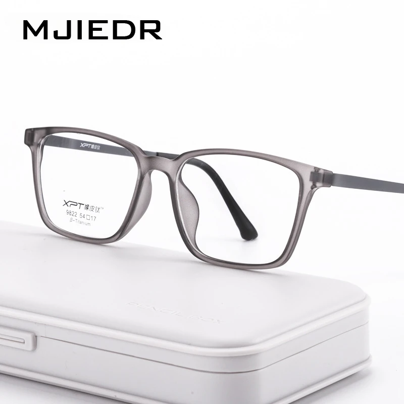 

MJIEDR Optical Glasses Frame Men Ultralight Pure Titanium Glasses Frame Women Transparent Square Big Frame Prescription Glasses