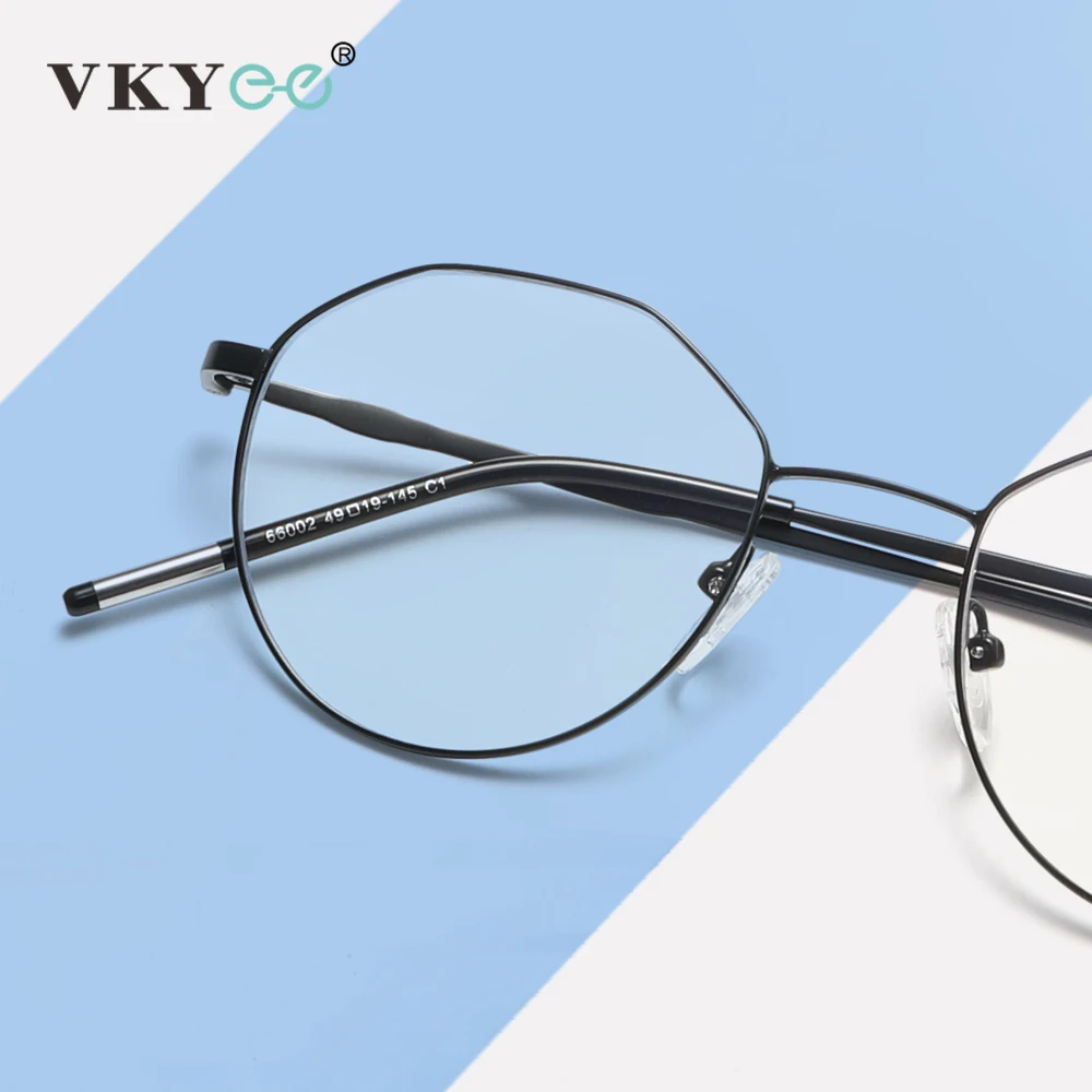 VKYEE Geometric Polygonal Personalized Design Ladies Men Anti-blue Light Photochromic Reading Glasses Customizable Prescription