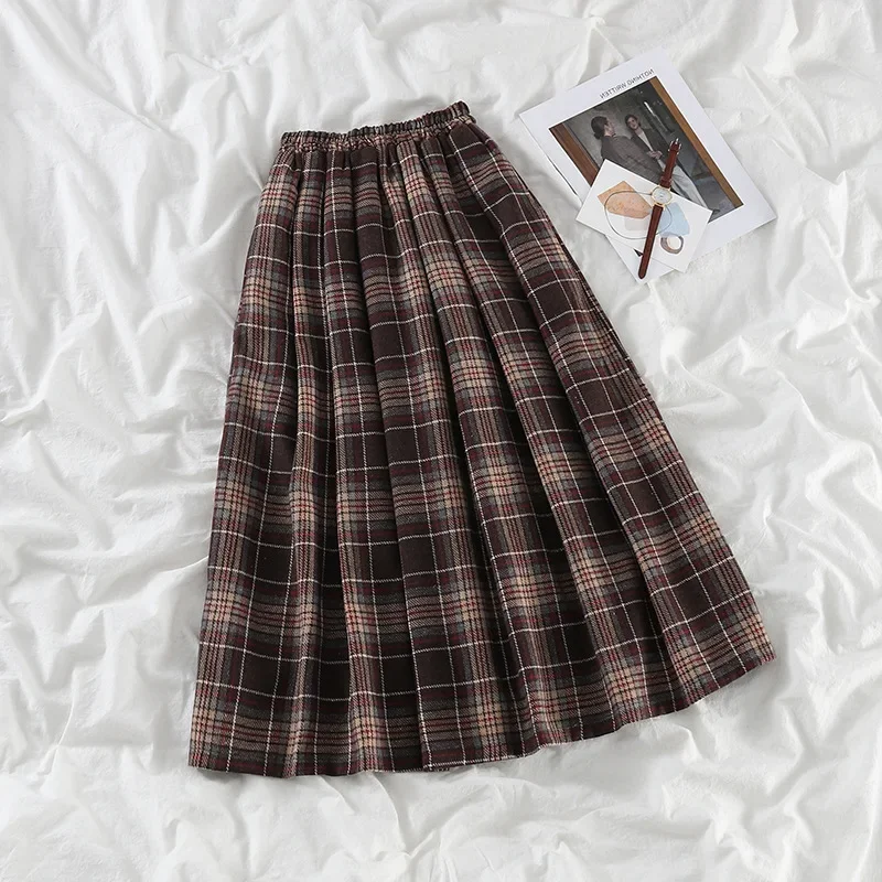 Plaid Classic Loose Skirts Women Preppy Style Cozy New Comfortable All-match Faldas Sweet Vintage Literary A-line Ulzzang Simple