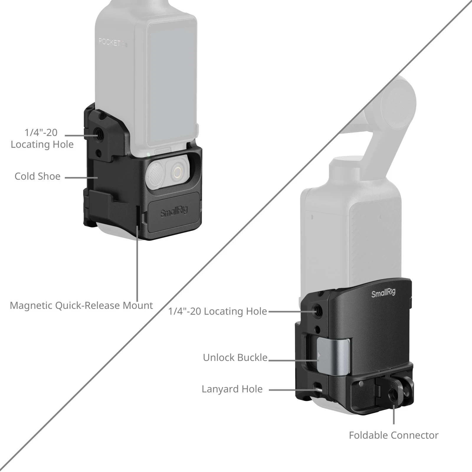 Smallrig Extended Cage Magnetic Quick Release Mount for DJI Osmo Pocket 3 with ND CPL Black Mist Filter Kit Tempered Glass Film