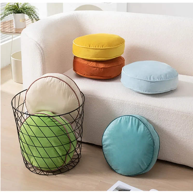 Round Velvet Cushion Set 35x35cm Soft Chair & Seat Pad, 6 Colors, 2pcs Per Set PP Cotton Filled, Home Decor Accent Pillow