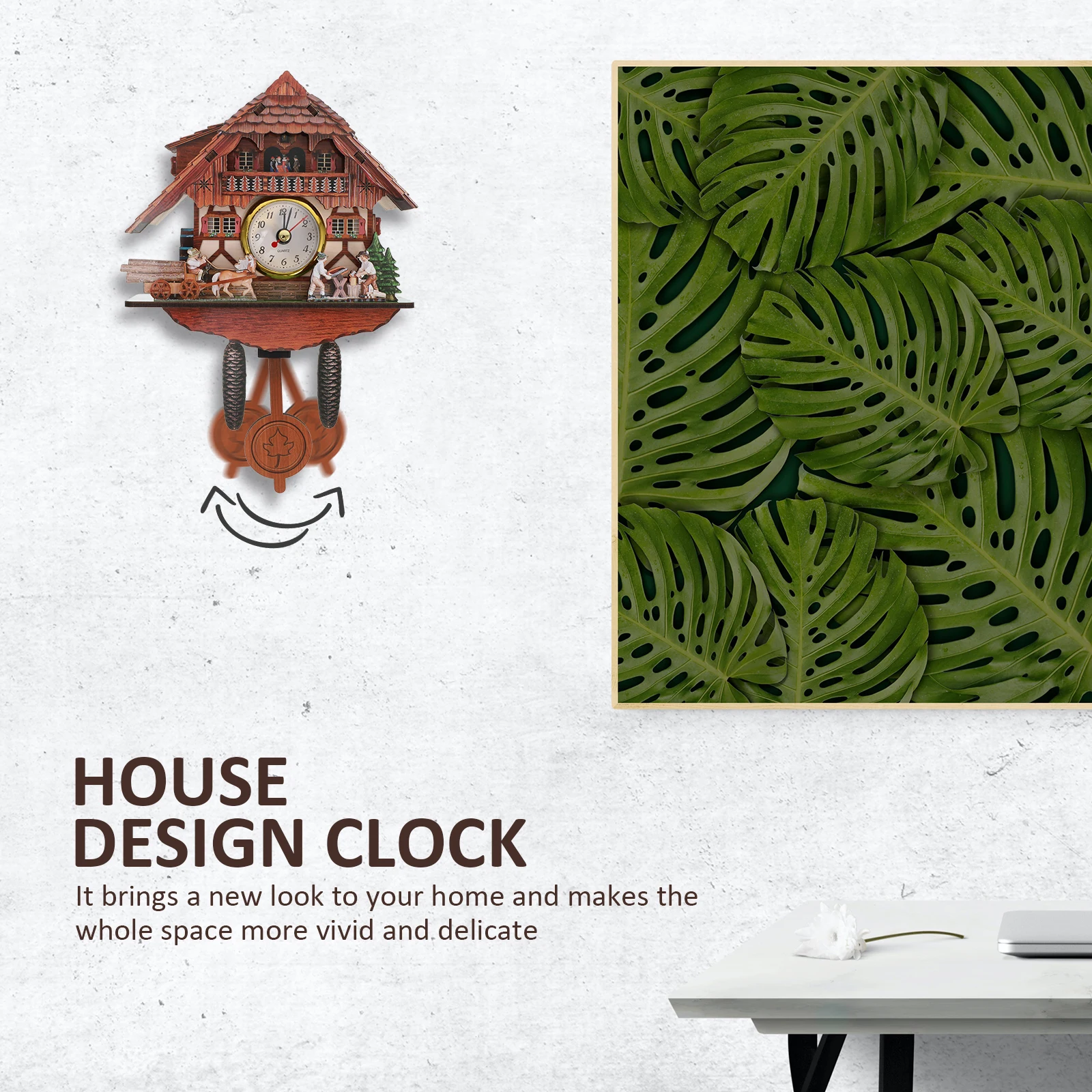 

Vintage Style Wall Clock Hanging Clock Home Office Decor Lightweight Exquisite Fresh Decorative Timepiece