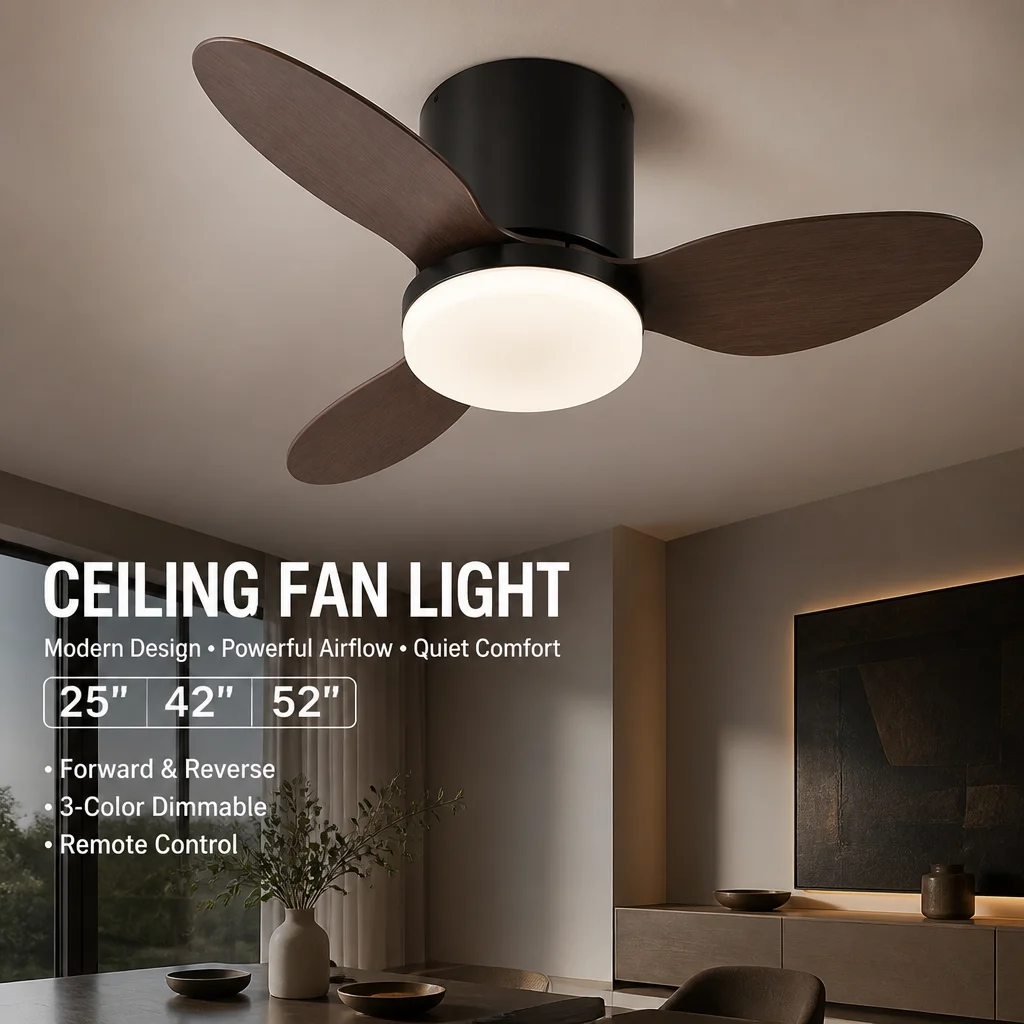 Ceiling-Mounted Fan Light, Nordic Ultra-Thin Fan Light, Dining Room Home Use Simple Style with Electric Fan Pendant Light