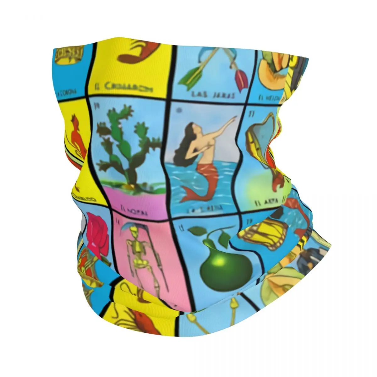 Custom Loteria Card Mexican Bingo Lottery Neck Gaiter Women Men UV Face Shield Winter Bandana Scarf for Hiking