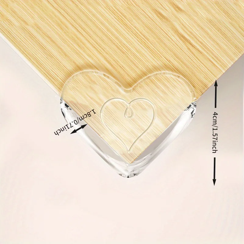 

1/4 heart-shaped transparent table corner protector - heart-shaped anti-collision protector for home office furniture