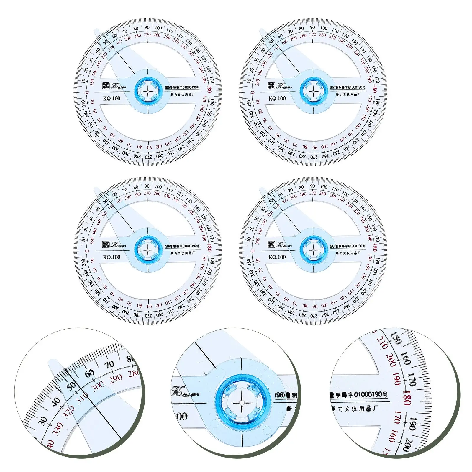 4 Pcs 360 Degree Protractor Math Geometry Drafting Ruler Digital Circle Measuring Professional Swing Arm Drawing Tool Portable