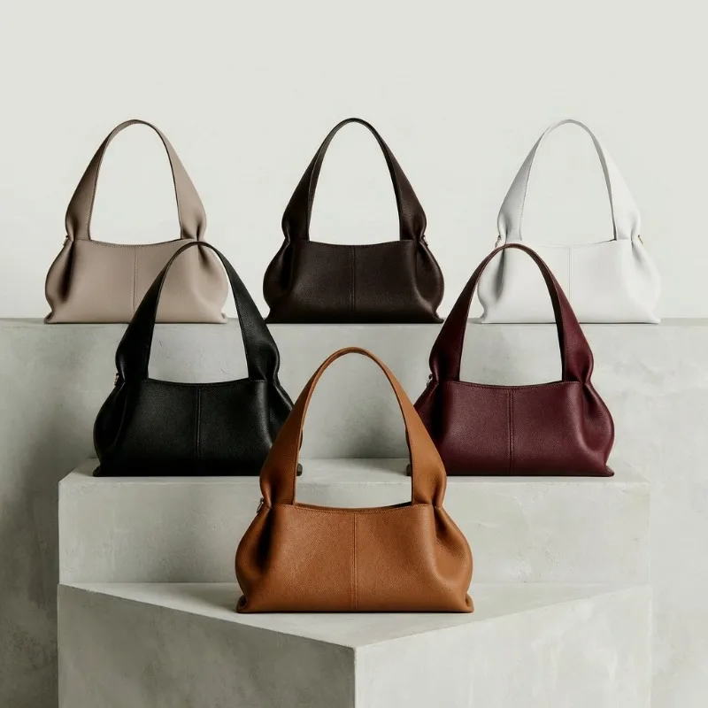 

Женская сумка на одно плечо, простая и повседневная, из мягкой искусственной кожи, модная сумка-хобо с драпировкой, женская сумка 2026